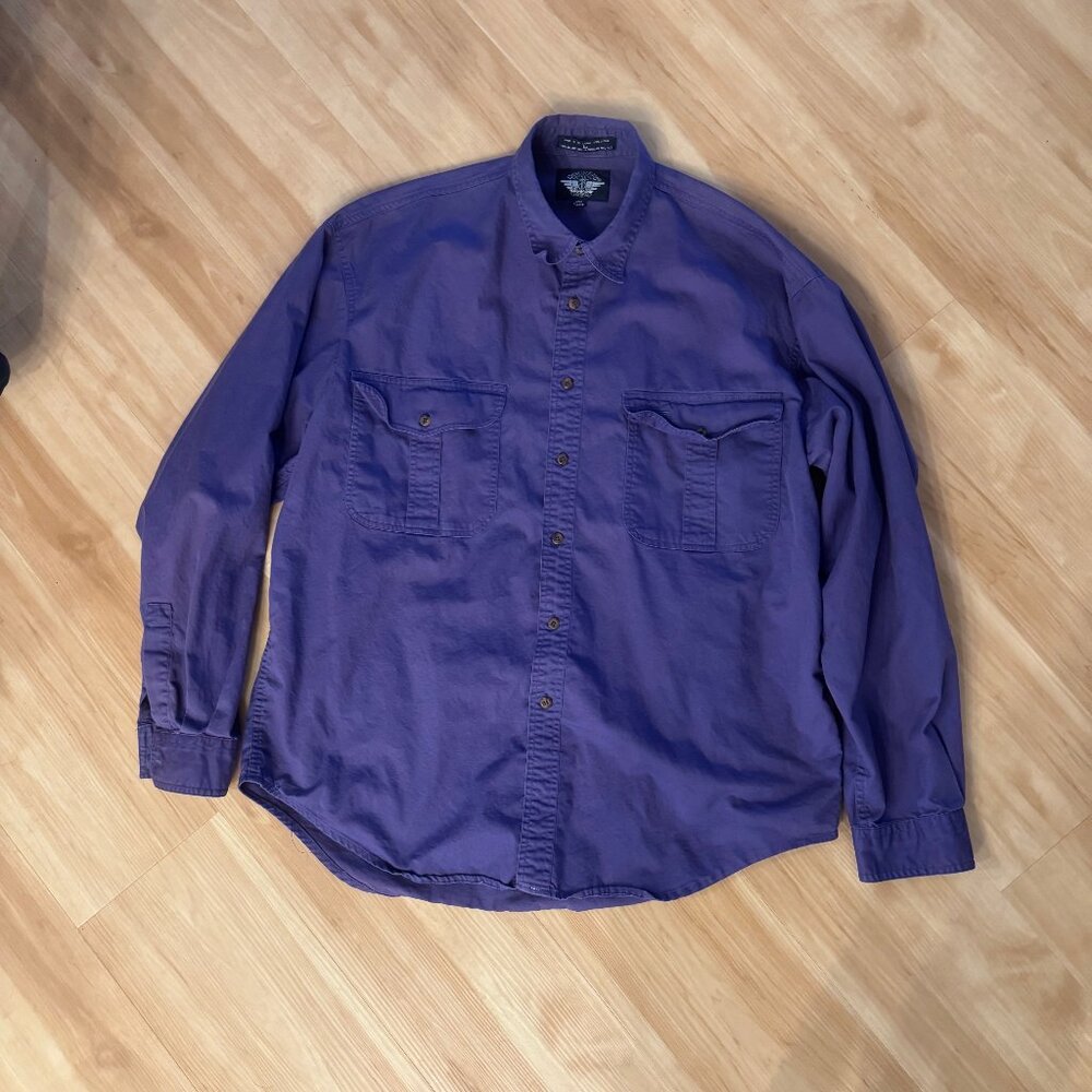 Dockers Men’s Purple Button-Down Shirt | Early 2000s | Cotton Long Sleeve